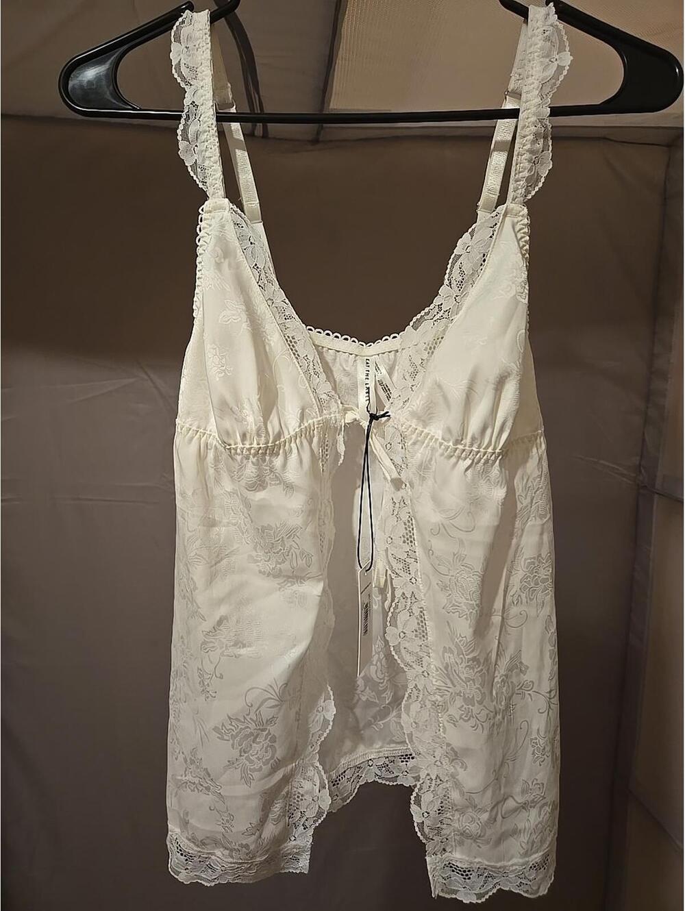 Kat The Label Lingerie Nwt cami Lola Baby Doll Ivory Large Lace anthroplogie
